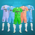 cusom soccer jersey-premium-grade-v-neck-set-in-sleeves-orange-factory-photo by soccer jersey manufacturer