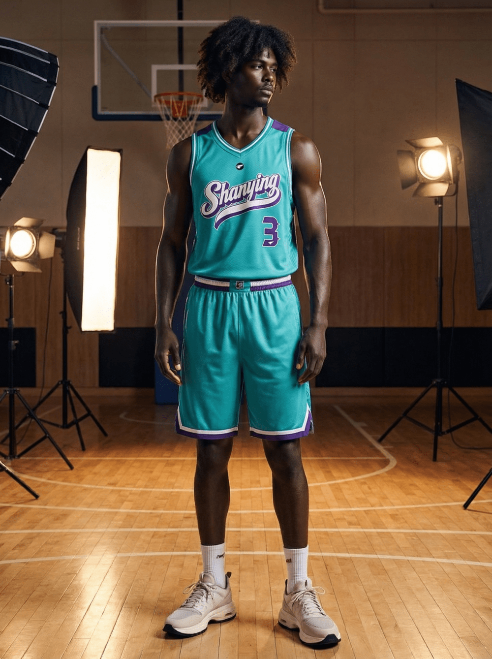Custom V-Neck Basketball Jersey & Shorts Set Wholesale