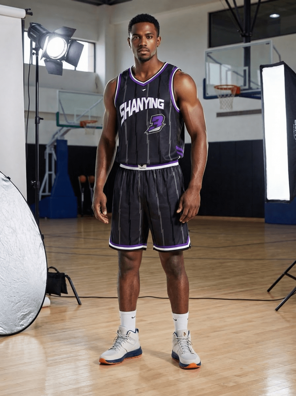 Custom V-Neck Basketball Jersey & Shorts Set Wholesale