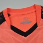 Close-up factory photo of premium grade Orange soccer uniform set by professional wholesale soccer jerseys (2)