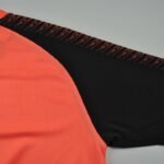 Close-up factory photo of premium grade Orange soccer uniform set by professional wholesale soccer jerseys (3)