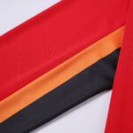 Close-up factory photo of sublimated Red soccer uniform set by professional wholesale custom soccer jerseys (5)