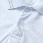 Close-up factory photo of thai-quality polo collar White soccer uniform set by professional wholesale soccer jerseys