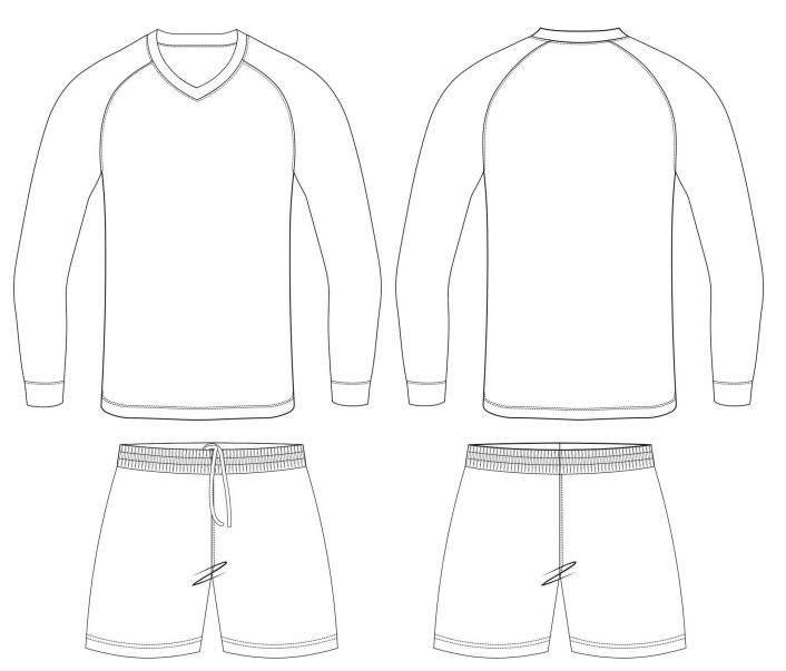 Custom V-Neck-Soccer-Raglan-Long-Sleeve-with-Cuff-Set made by soccer jersey manufacturer