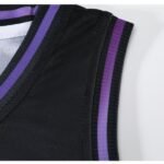 Purple and white breathable mesh fabric layers of basketball jersey