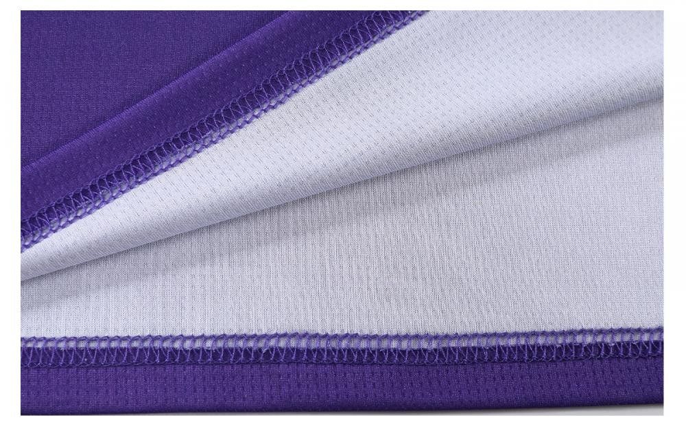 Purple and white breathable mesh fabric layers of basketball jersey