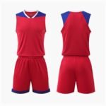 ed basketball uniform with blue and white accents shown in front and back view