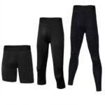 Black compression pants set including shorts, 3/4 capri, and full length leggings
