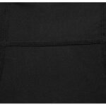 Black compression pants side pocket and seam construction detail