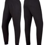 Black sports jogger pants side pocket with phone size demonstration
