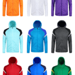 Wholesale multicolor soccer windbreakers in orange white purple cyan blue grey red green
