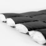 Close-up of puffer jacket soft insulation filling material
