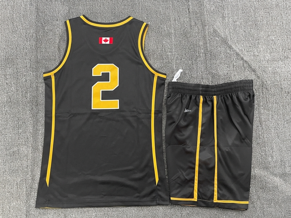 Womens black reversible basketball jersey and shorts set back view with number 2
